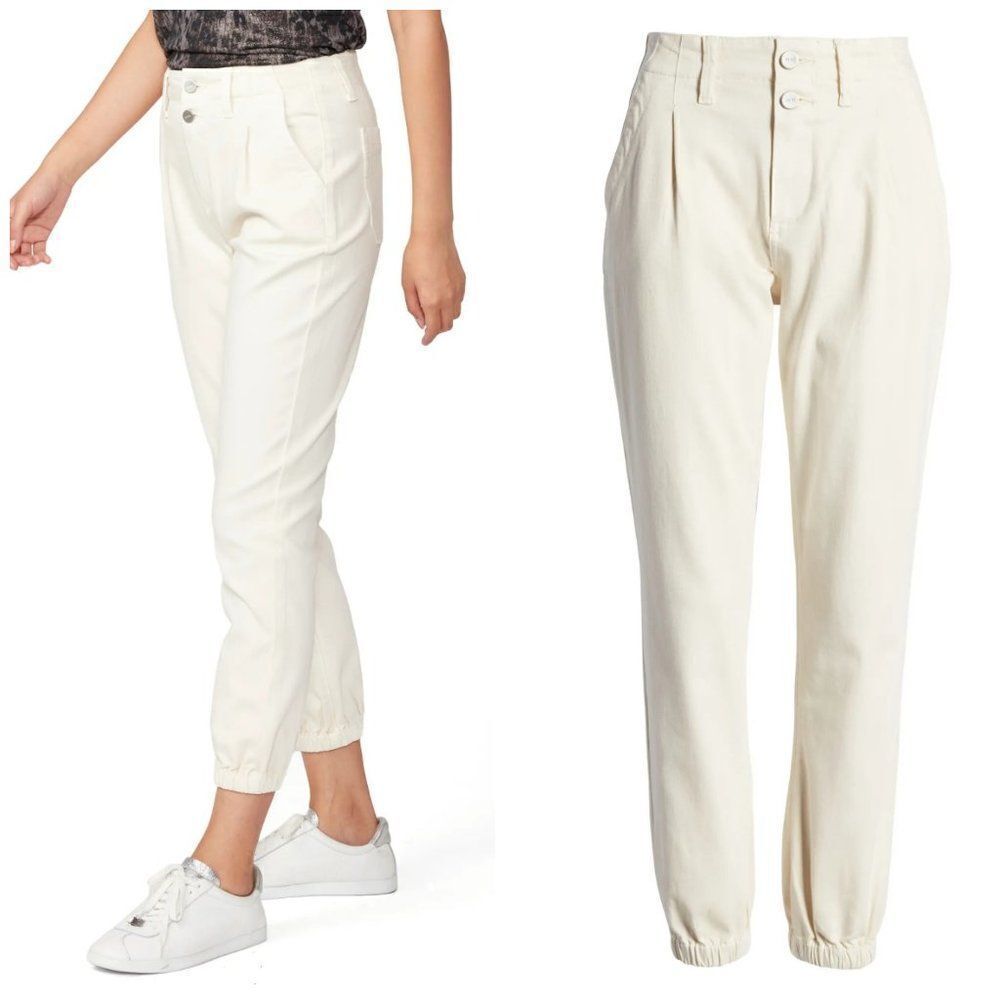 PAIGE Pleated Mayslie Double Button Skinny Jeans Size 32